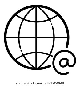 Globe With Internet Symbols Flat Icon Isolated On White Background