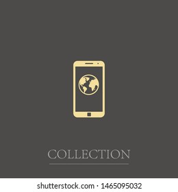 A globe and the internet vector icon in the smartphone. The sign of a globe, the earth and the internet.
