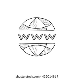 Globe internet vector sketch icon isolated on background. Hand drawn Globe internet icon. Globe internet sketch icon for infographic, website or app.