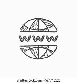 Globe internet vector sketch icon isolated on background. Hand drawn Globe internet icon. Globe internet sketch icon for infographic, website or app.