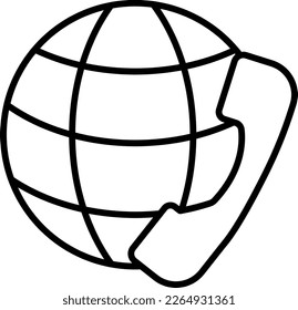 globe, internet and web sites sign. Also similar to a basketball  telephone handset. Call center symbol minimal icon illustration