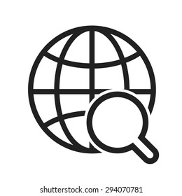 Globe, internet, world, magnifier icon vector image. Can also be used for SEO, digital marketing, technology. Suitable for web apps, mobile apps and print media.