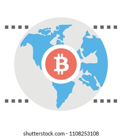
Globe invaded by bitcoin showing future of money is cryptocurrency 
