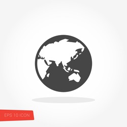Globe Isolated Flat Web Mobile Icon / Vector / Sign / Symbol / Button / Element / Silhouette