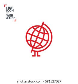 Globe isolated minimal single flat linear icon for application and info-graphic. World line vector icon for websites and mobile minimalistic flat design.