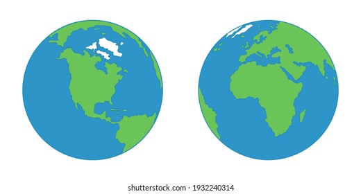 Globe Isolated On A White Background. Flat Planet Earth Icon.