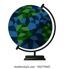 Globe isolated on white world planet earth map geography global sphere symbol vector illustration. Ecology globe design element round ball.
