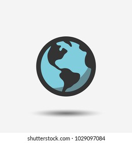 Globe. Isolated vector icon, sign, emblem, pictogram. Flat style for design, web, logo or UI. Eps10