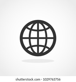 Globe. Isolated vector icon, sign, emblem, pictogram. Flat style for design, web, logo or UI. Eps10
