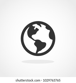 Globe. Isolated vector icon, sign, emblem, pictogram. Flat style for design, web, logo or UI. Eps10