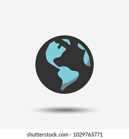 Globe. Isolated vector icon, sign, emblem, pictogram. Flat style for design, web, logo or UI. Eps10