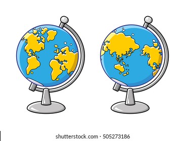 Globe isolated, western and eastern hemisphere.