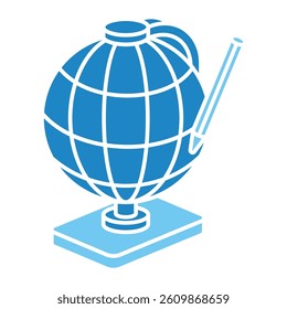 Globe isometric 3D dual tone icon, mini illustration. use for modern concept, print, UI, UX kit, web and app development. Vector EPS 10, related to learning and education, science