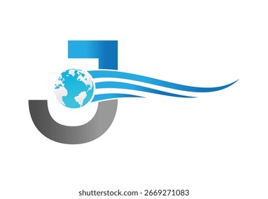 Globe mit J letzterer Logo-Design-Vorlage