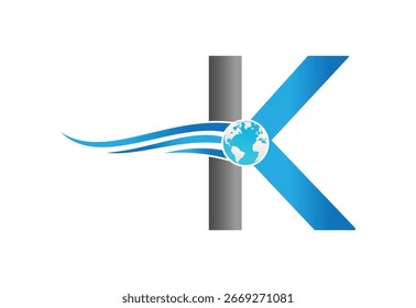 Globe mit K letztere Logo-Design-Vorlage