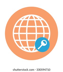 
Globe Key Colored Vector Illustration
