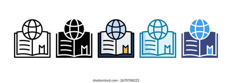 Ícone de conhecimento do globo define coleção de vários estilos