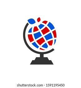 globe of knowledge symbolized as a globe icon and an apple of knowledge