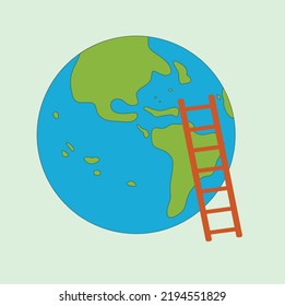 Globe and ladder icon vector illustration for education theme 