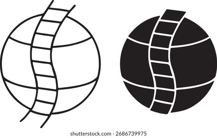 Conjunto de Vectores de íconos de escalera de globo: crecimiento global, camino de éxito, progreso mundial e ilustración del concepto de oportunidad