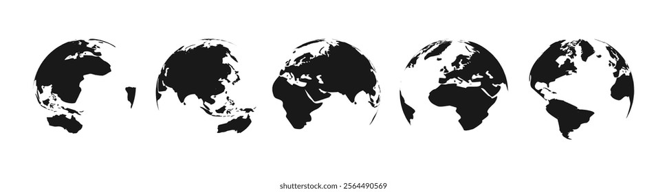globe land earth silhouette rotating vector design