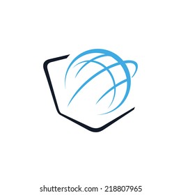 Globe and laptop sign Branding Identity Corporate vector logo design template Isolated on a white background