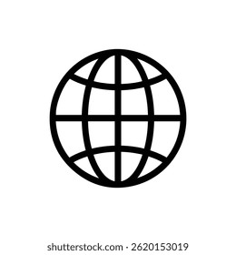 Globe with Latitude and Longitude Lines Icon Representing Global Mapping