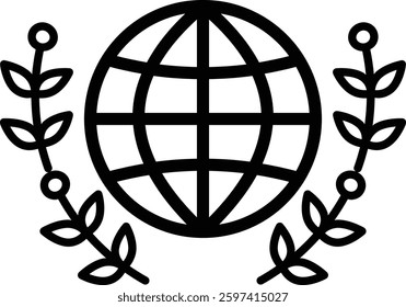 Globe with Laurel Wreath Icon
