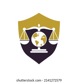 Icono vectorial del logotipo de la ley del globo. Escala en el diseño de iconos del globo.