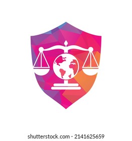 Icono vectorial del logotipo de la ley del globo. Escala en el diseño de iconos del globo.