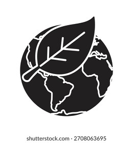 Globo com folha e ícone de seta circular conceito de design simbolizando proteção ambiental global ecossistema ciclo sustentável