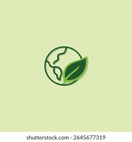 A globe and leaf combination logo symbolizing eco-consciousness, global sustainability, and green initiatives. Great for NGOs, nature brands, or climate-focused startups.