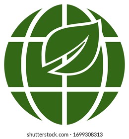 globe and leaf design. ecology icon. icon of managing earth and nature. globe and leaf icons