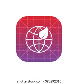 globe and leaf icon. ecology vector eps10 icon