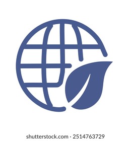 Icono de la hoja del globo. Concepto de sostenibilidad global ilustrado con un globo terráqueo y una hoja.