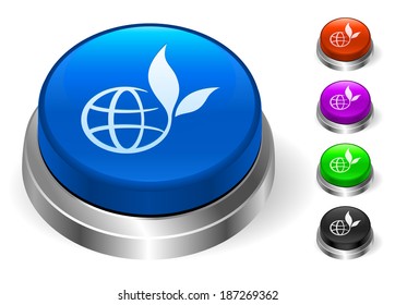 Globe with Leaf Icons on Round Button Collection