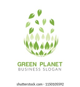 globe leaf logo design template