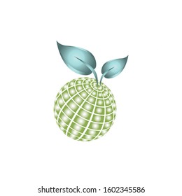 globe with leaf logo design template