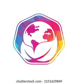 Globe leaf logo icon vector. Earth and leaf logo combination. Planet and eco symbol or icon