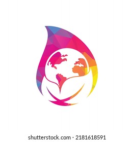 Globe leaf logo icon vector. Earth and leaf logo combination. Planet and eco symbol or icon	
