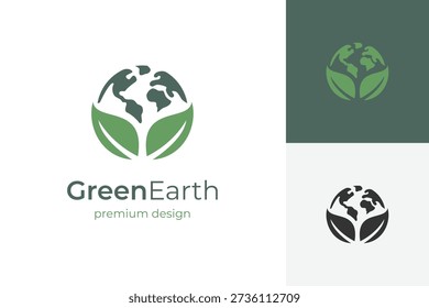 Globe Leaf Nature Logo Icon Design. Abstract World Environment Concept Symbol for Bio Energy, Recycling Brand, Global Charity, and Eco Identity Logo