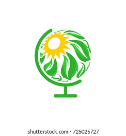 globe leaf vector logo