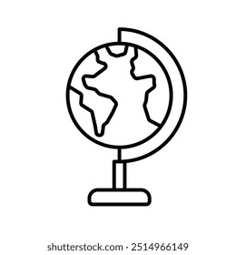 Globe learning icon, Outline symbol icon. Editable vector stroke.