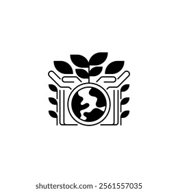 Globe with Leaves Line Icon. linear style sign for mobile concept and web design. Outline vector icon.