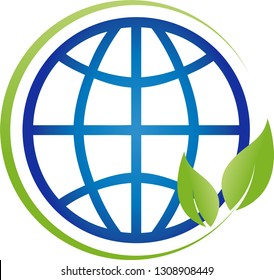 Globe and leaves logo