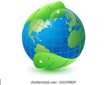 Globe and leaves.Vector