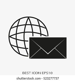 globe, letter, vector icon, eps10