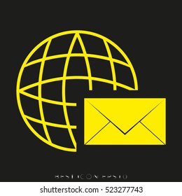 globe, letter, vector icon, eps10