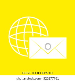 globe, letter, vector icon, eps10