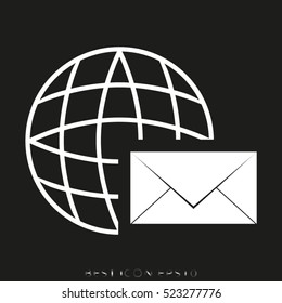 globe, letter, vector icon, eps10